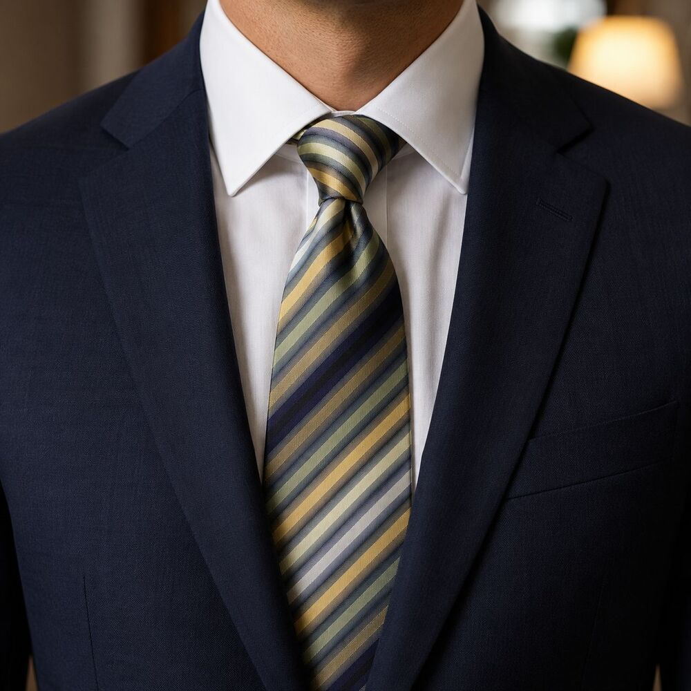 Valerio Garati Tie Mens One Size Multicolor Silk Stripe Handmade Necktie